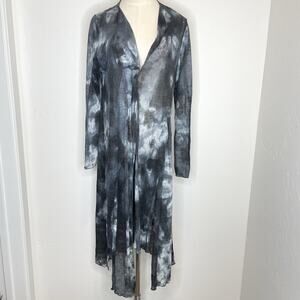 Ingrid Munt Linen Lagenlook Layered Tie Dye Duster Womens Large Gray Lightweight